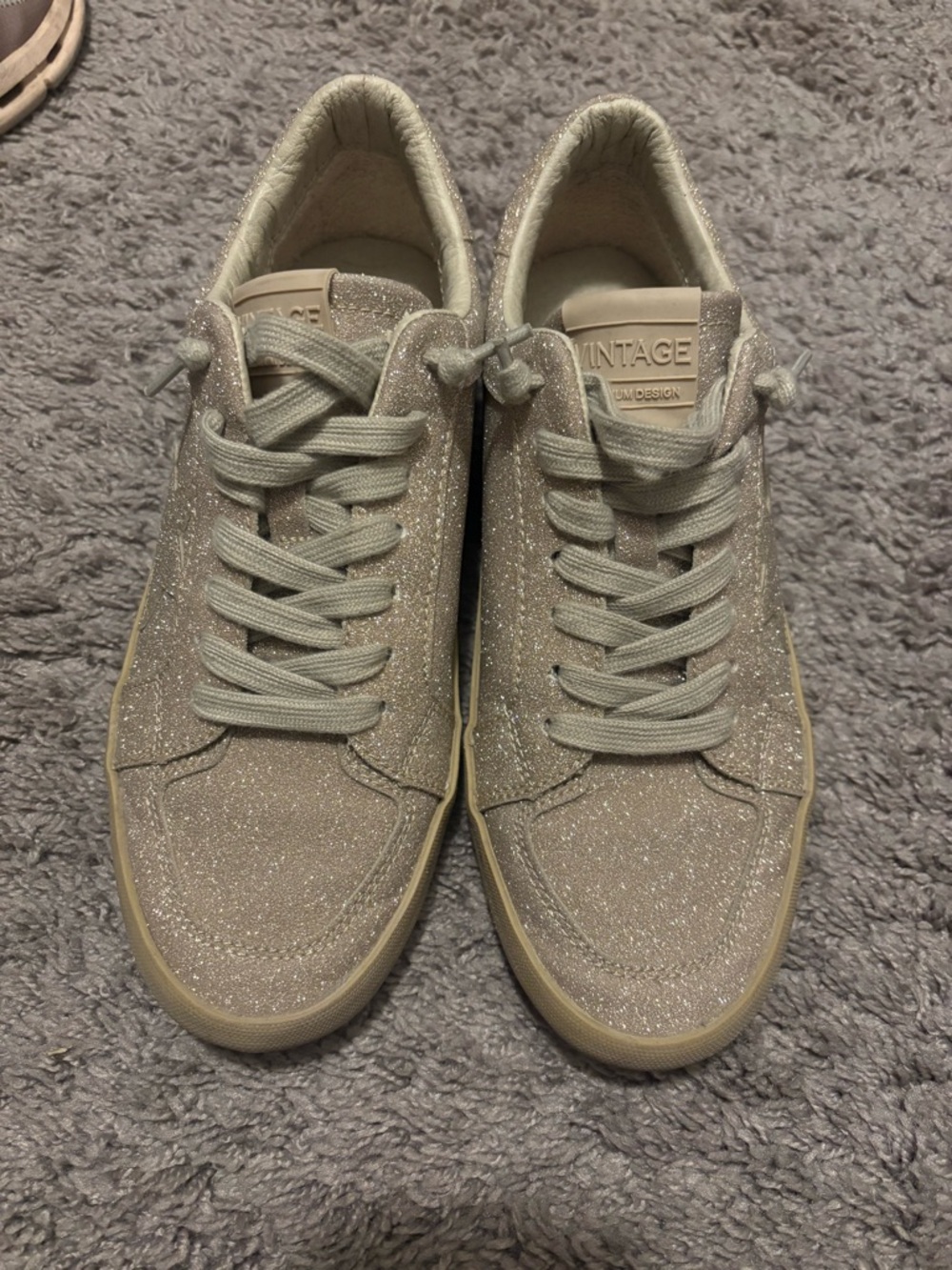 Vintage Havana Sparkle Low-Top Sneakers in Light Beige